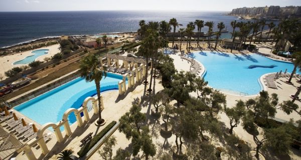 Pool area at the Hilton Hotel Malta