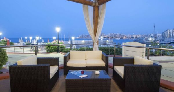 Terrace area at the Hilton Hotel Malta